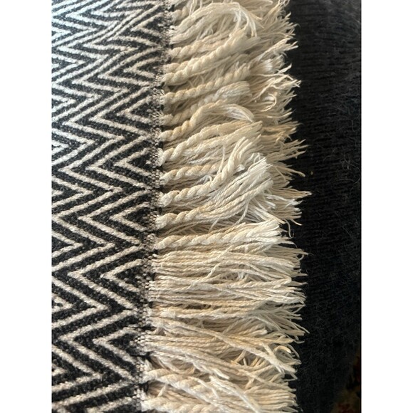Throw  Blanket 64”x64” (wo Fringe) Black  Boho Chevron Geometric Design - Picture 7 of 7
